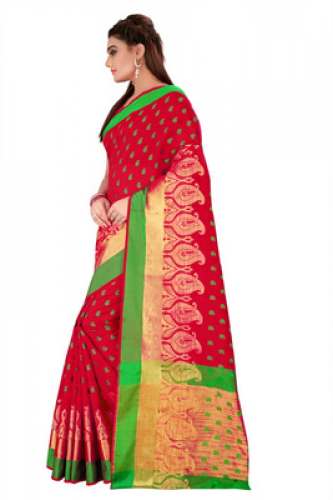 Red Printed Cotton Silk Saree