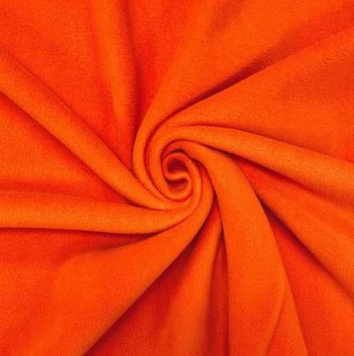 Plain Orange Color Fleece Fabric by R K Fabric