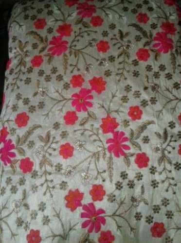 Cotton Velvet Embroidery Fabric by Shree Ganesh Fashion