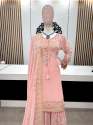 Heavy Faux Georgette With Heavy Embroidery Sequence Work Sharara Suit 