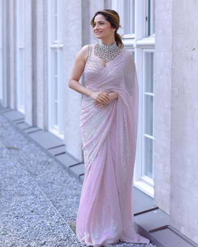 New BlockBuster Bollywood ANKITA LOKHANDE 3MM Sequins Design Saree by jadkart