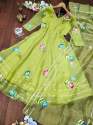 Party Wear Hand Printed Organza Anarkali Suit  thumb 3