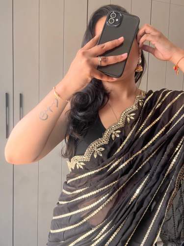 Unique Black Viscose Sequence Saree