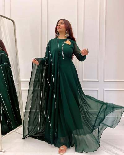 X-lady launching Solid Fox Georgette Plain Gown 
