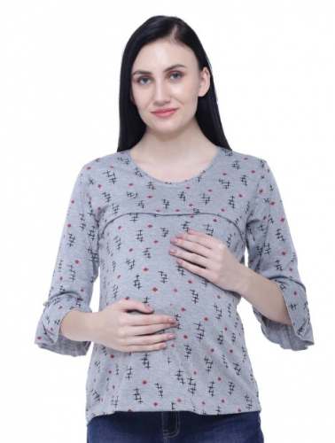 Ladies Feeding Grey Top by Beauty Fashion Textile