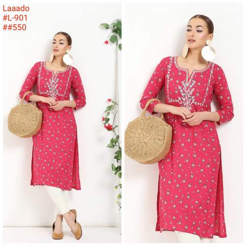 embroidery pink shade kurti