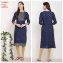 long cut navy blue kurti