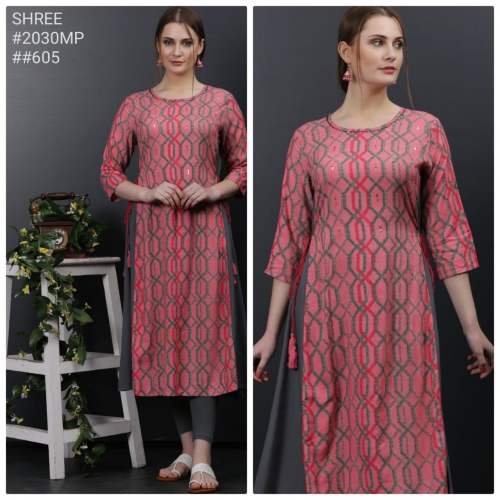 printed round kurti by Stock Direction