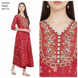 red embroidery kurti