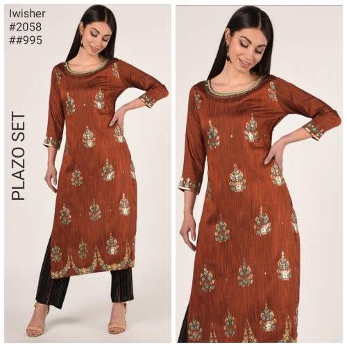 silk work kurti