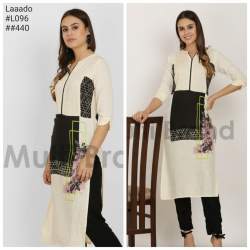straight black and white kurti
