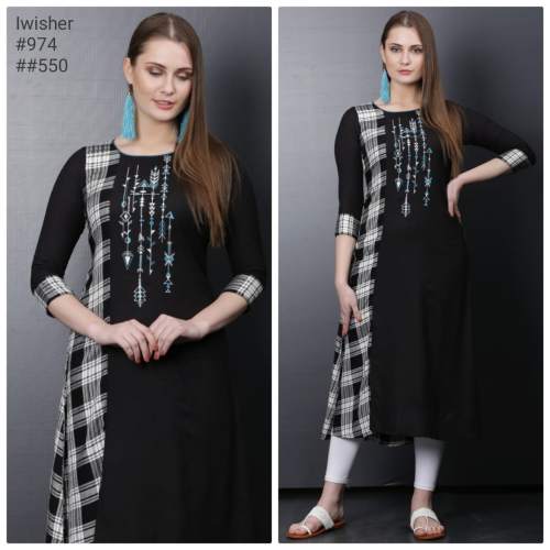 straight black n white kurti