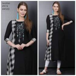 straight black n white kurti