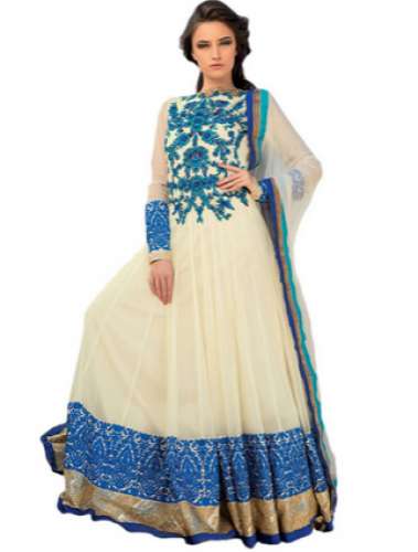 white long anarkali dress by Posh Creation