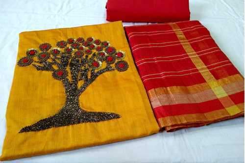 Silk work dress material