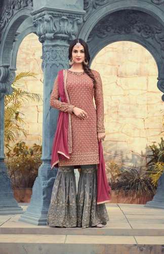 Georgette embroidery palazzo suit