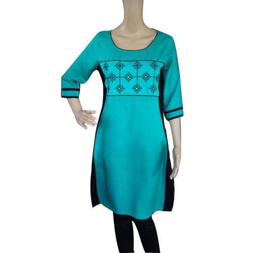 Round Neck Cotton Kurti by Yosha Apparels