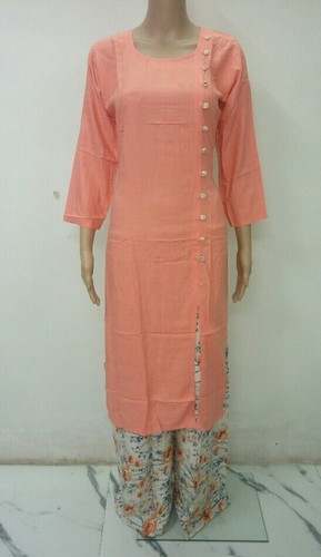 Formal wear Peach Kurti Palazzo Set  by Alba Fashions