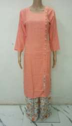 Formal wear Peach Kurti Palazzo Set 