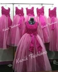 Designer Pink Net Bridesmaid Dress