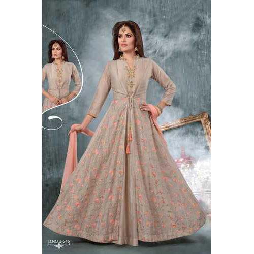 Floor length collar neck salwar suits