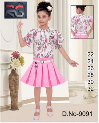 kids Regular Fit Cotton Short Skirt And Top by Dream Collection