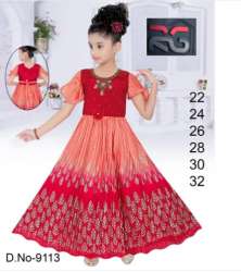 Round Neck Girls Embroidered Party Wear Frock