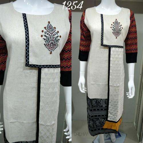 Plain round neck kurti by Shanti Art