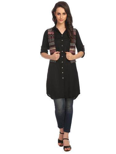 Black Shorts Kurtis With Designer Jackets