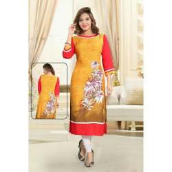 Printed rayon long sleeve kurti