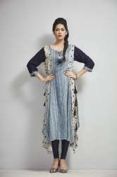 long sleeve printed straight kurti