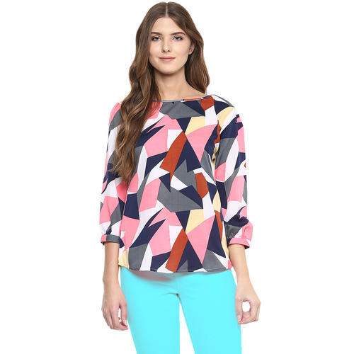 Multi Color Printed Crepe Top  by Nihira Fashion