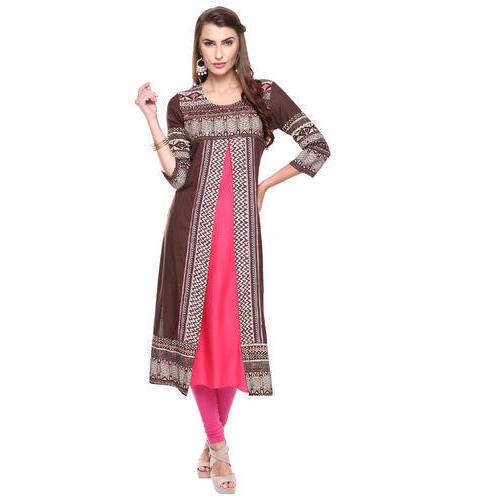 Rayon Front Slit Kurti with Jacket design