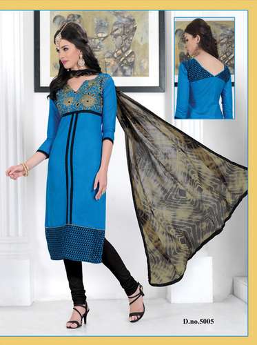Fancy Blue Cotton Dress Material