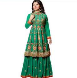 Party wear Green Georgette Sharara Suit