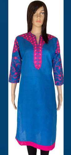 Trendy Cotton Embroidered Kurti