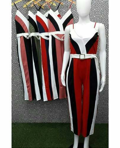 Sleeveless Striped Design Jumpsuit 