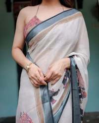 Aurora Weave Signature Plain Linen saree
