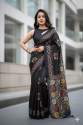 Believe samen heavy soft dola silk saree with batik print  thumb 9