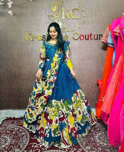 Blush flow chent crepe kalamkari print cotton choli