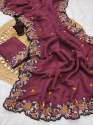Designer soft crunchy pure silk saree with Heavy embroidery work thumb 7