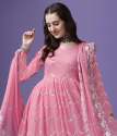 Ethereal Georgette Stitched Anarkali Gown With Dupatta