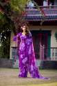 Golden Aura Handloom Foral Printed Pearl Chiffon saree thumb 4
