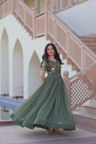 Twinkle Bloom Sequin Designer Readymade Koti gown 