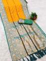 Tassels weaving Soft Banarasi silk saree with zari work thumb 1