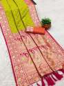 Tassels weaving Soft Banarasi silk saree with zari work thumb 5