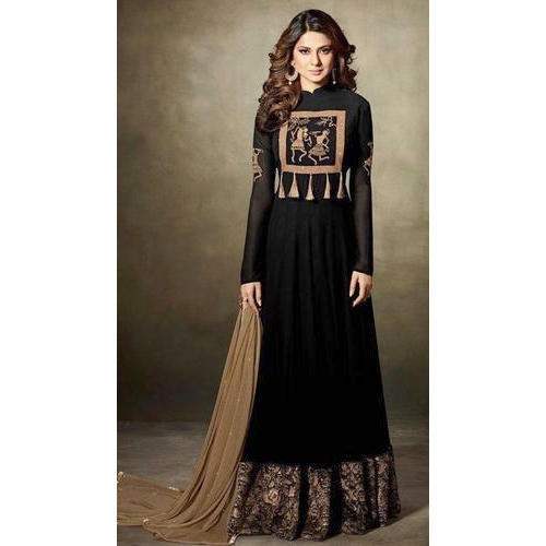Black Designer Anarkali Suits by Milky Fashion Clothes Private Limited