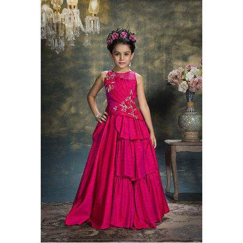 Ethnic wear Pink Party wear Gown  by Sri Mahalakshmi Textiles