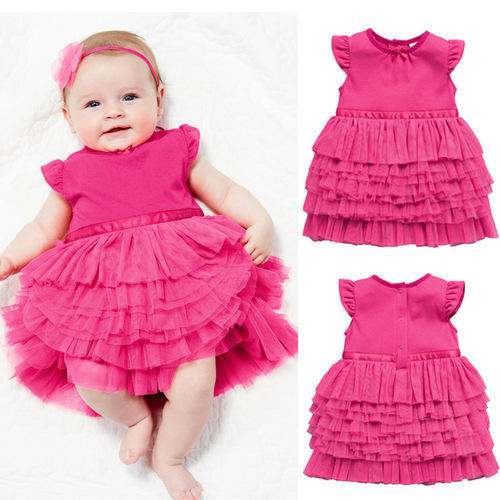 Party wear Pink Born Baby Frock