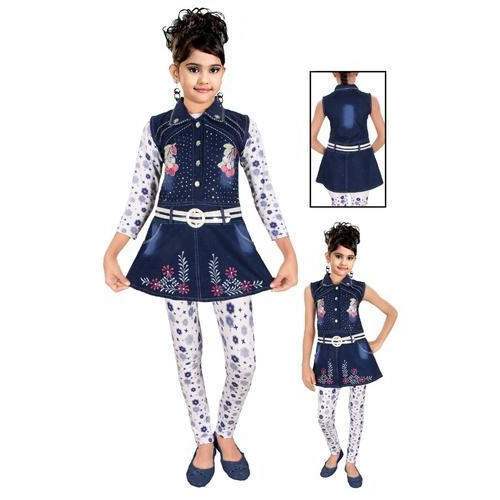 Kids Girl Denim Top And Legging Set